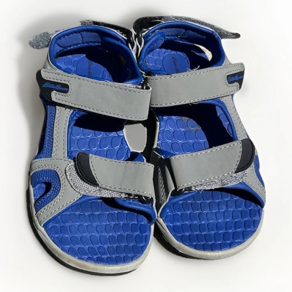 Eddie Bauer Rocky Adjustable‎ Sandals Gray  Blue Boys Size 2 Gorpcore Hiking